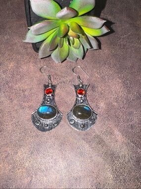Fiery Labradorite Silver Earrings
